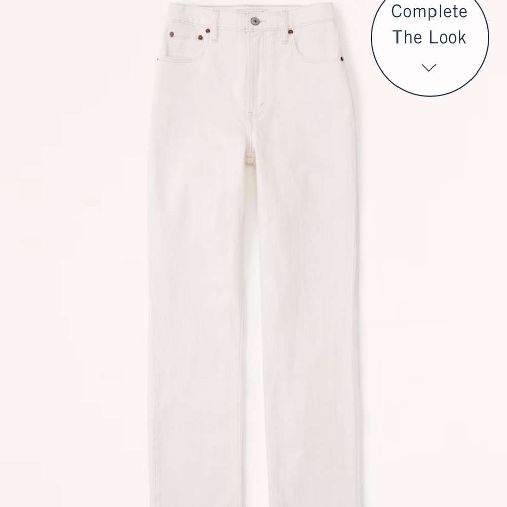 Abercrombie & Fitch Women's Ultra High Rise 90s Straight Jean, Cream